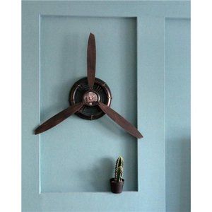 Metal Wall Decor Art Antique Airplane Propeller Aviation Wall Clock, 29.5×26.4"